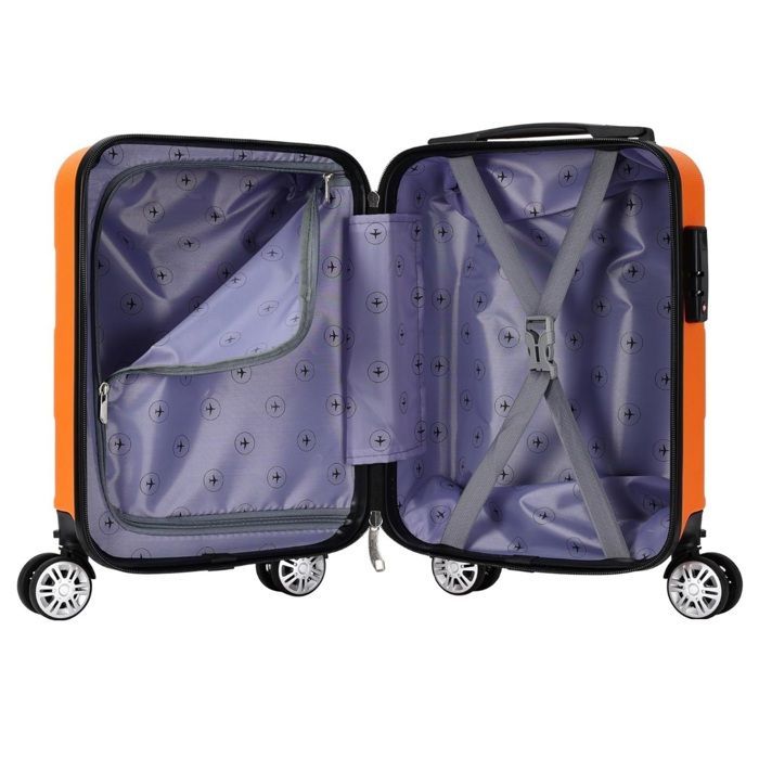 Ryanair cabin suitcase 40x30x20 cm – Lightweight rigid ABS – 4 removable double wheels – Orange – ADC trolley – Free luggage tag