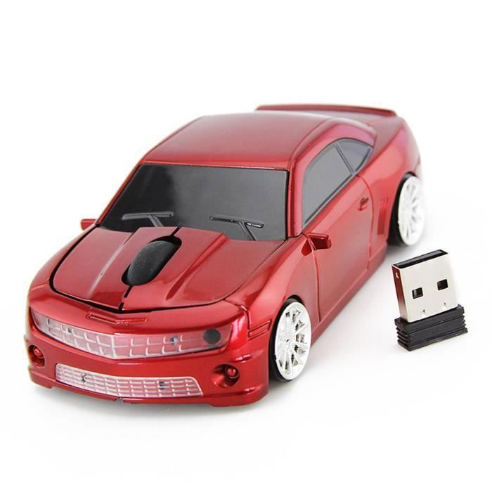 Ratón inalámbrico para ordenador - VVIKIZY - Coche deportivo - Rojo - Alta precisión - Plug and play