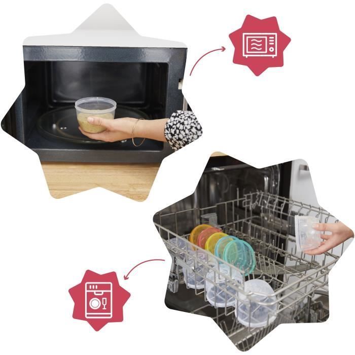 Badabulle 5 BadaBowls Storage Pots - 250ml - Made in France - BPA Free