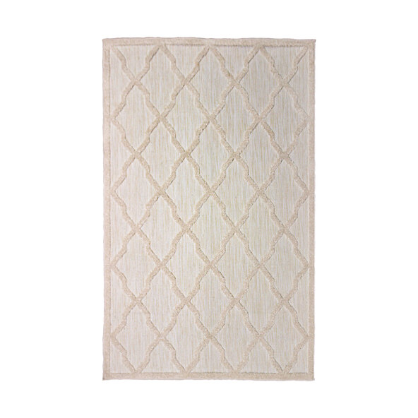 Covor oriental cu model în formă de romb, crem, 120 x 170 cm