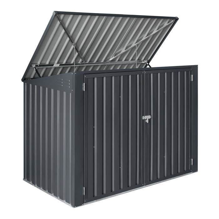 CERRAMIENTO PARA CONTENEDORES DE VACÍO EN.CASA - Acero galvanizado - Techo abatible - 2 contenedores de 240 L - Gris oscuro