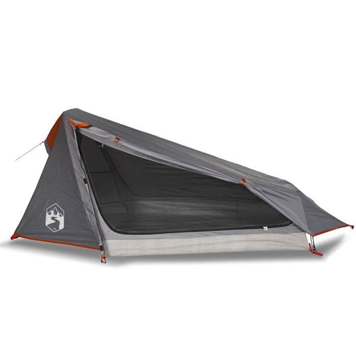 Tienda de campaña VIDAXL - Tipo túnel - 1 persona - Impermeable - Gris y naranja