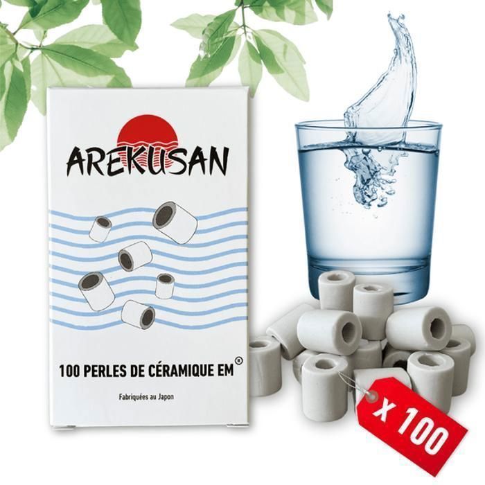 100 perlas cerámicas EM grises | Filtración natural de agua del grifo | Purificador y filtro de cal y cloro