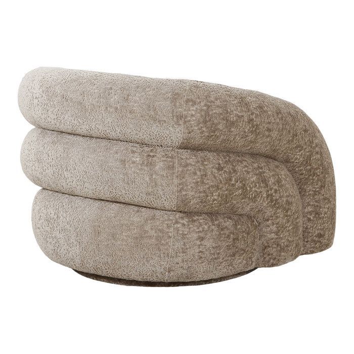 BUBBLE - Sillón giratorio en tela de terciopelo texturizado color beige
