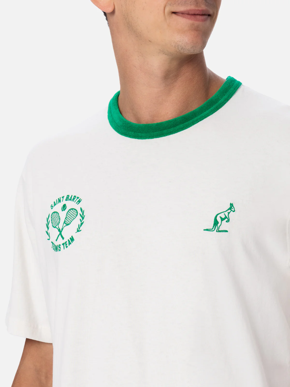 T-shirt da uomo bianca in cotone Dover con ricamo Australian | AUSTRAL