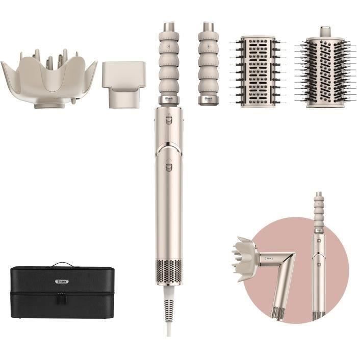 Secador y moldeador de cabello 2 en 1 - SHARK FLEXSTYLE - HD446SLEU - 5 accesorios - Champagne - 1400 W - Edición 2024