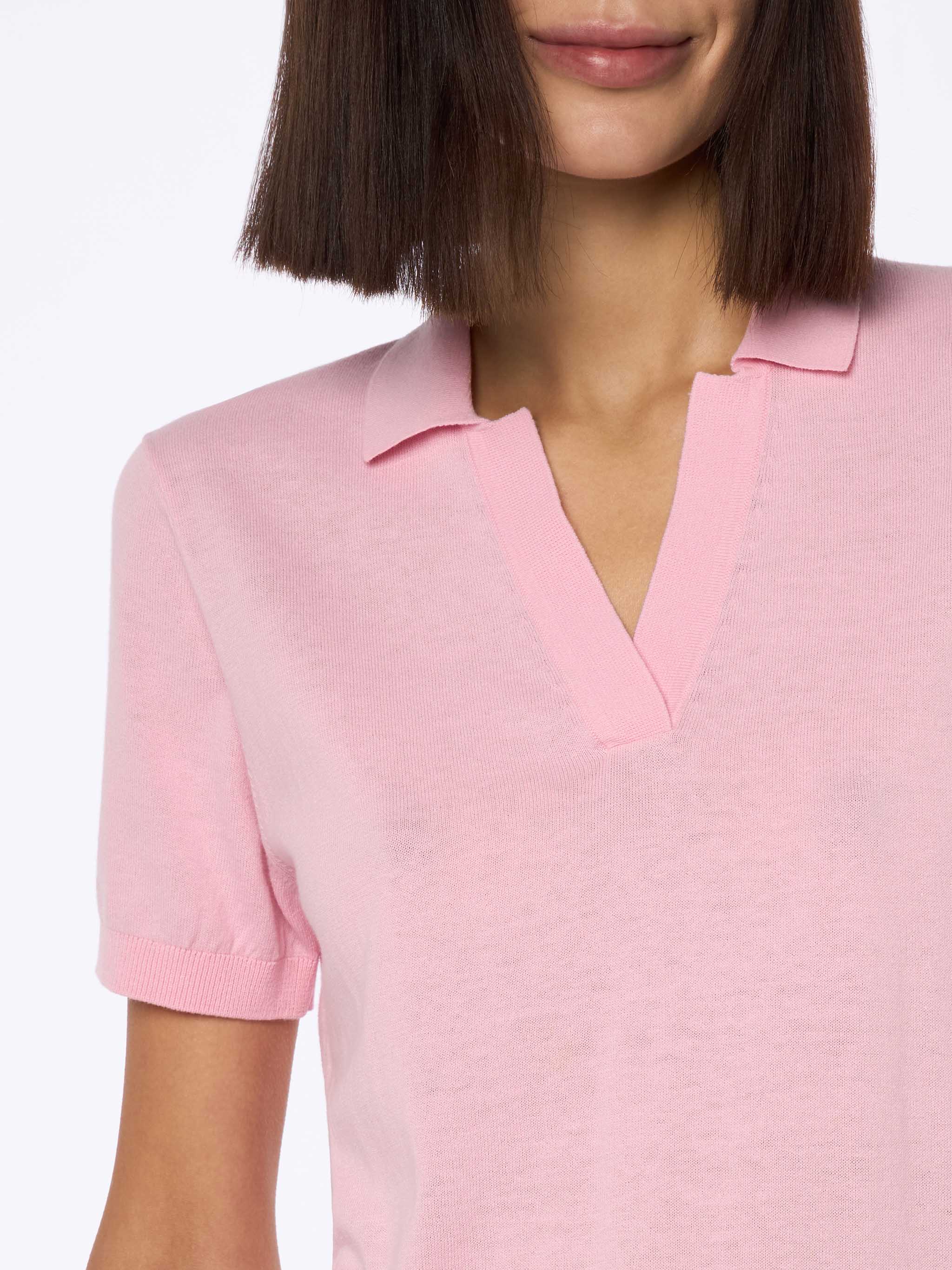 Polo Evonne in maglia di cotone rosa