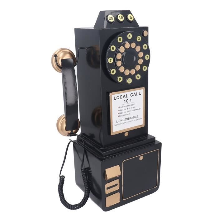 Adorno de teléfono fijo con disco giratorio, modelo de teléfono antiguo para montar en la pared, esfera de moda, adorno para juegos de actividades.