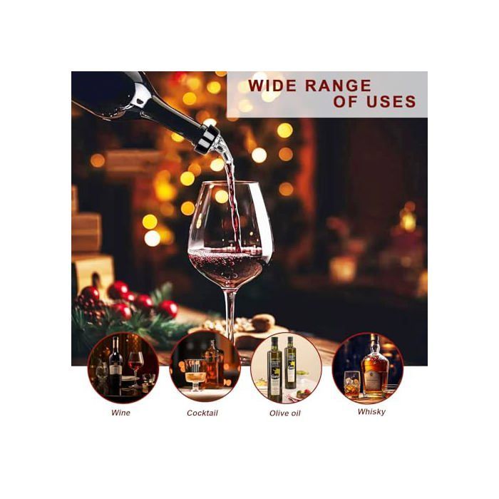 Tapón dosificador de alcohol, 4 cl, 6 unidades. Boquilla vertedora ajustable para botellas de whisky, Ricard y cócteles. Dispensador de líquido preciso.