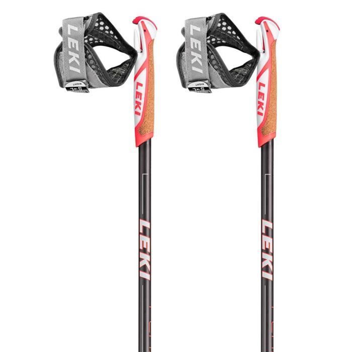 Nordic Walking Stok - LEKI - Unisex - 105 cm - Koolstofcomposiet (70%) - Donker antraciet/neonrood