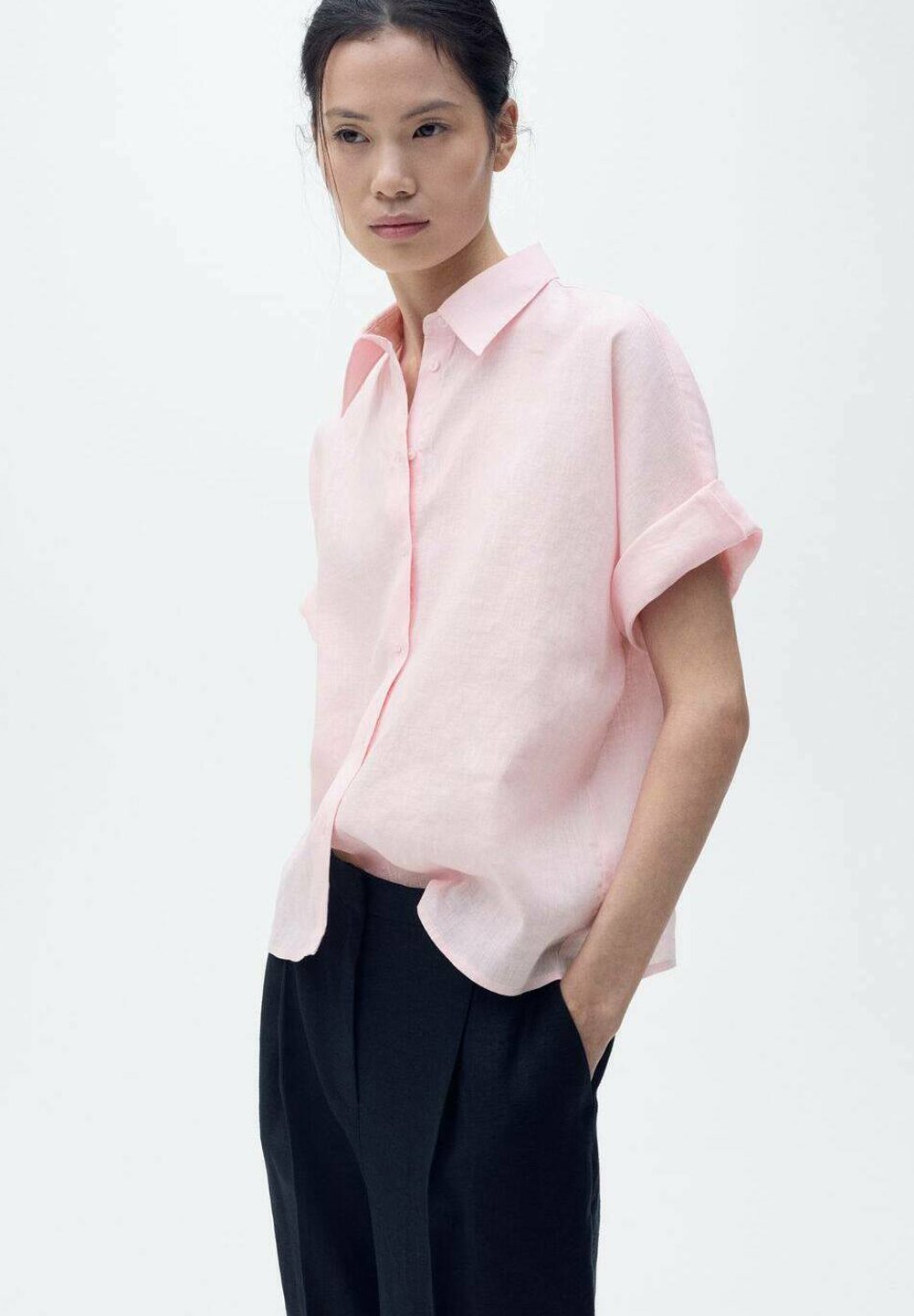 Mango Bluse mit Knopfleiste – rosa