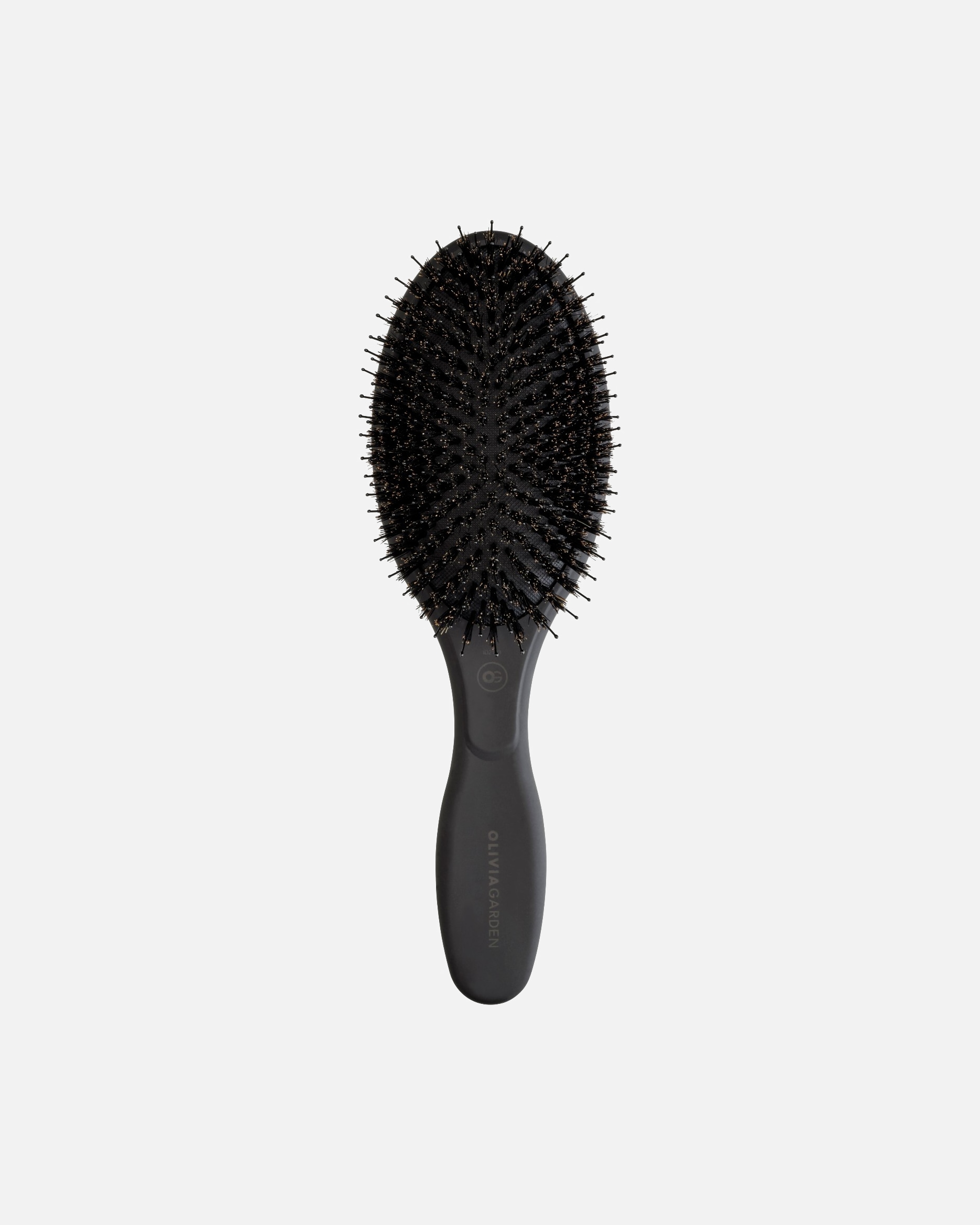 Brosse plate et en forme de palette Olivia Garden EXPERT Expert Care, poils ovales en poils de sanglier et nylon, noire - 1 pièce