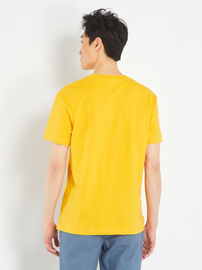 Camiseta de punto holgada con bolsillo - AMARILLA