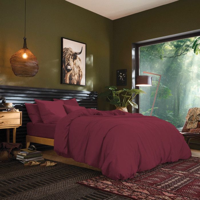 Premium flat sheet for single and double beds - Premium Garnet - 240 x 300 cm for a double bed