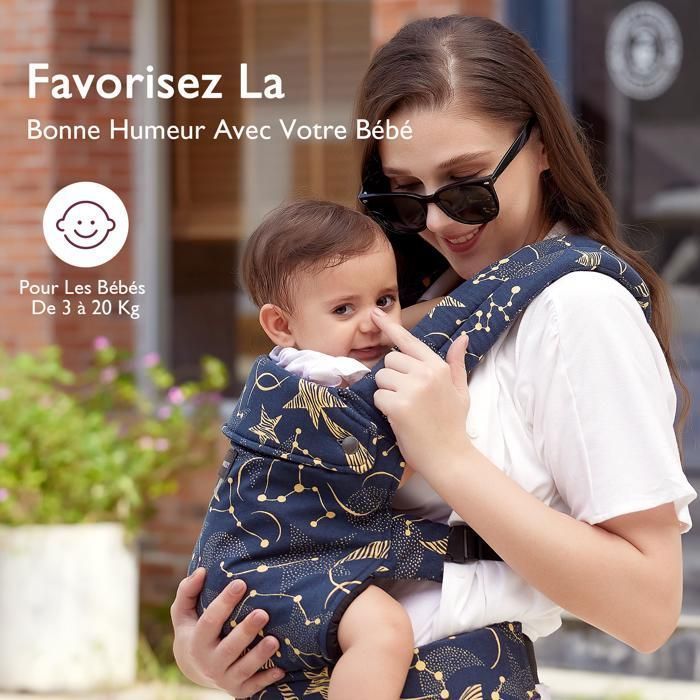Momcozy-kantoreppu, ergonominen kantoreppu, sopii vauvoille 3,2–20 kg, tähtitaivas