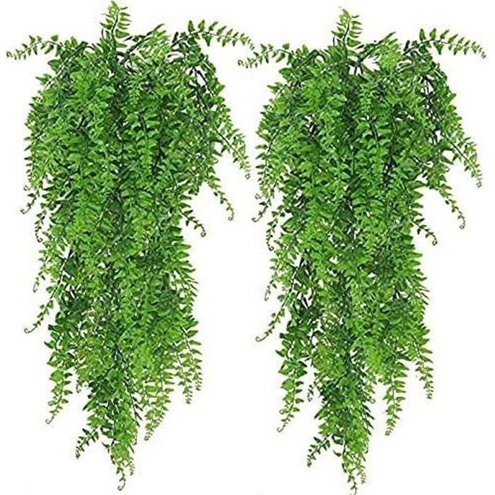 plantas artificiales de helecho de Boston, plantas artificiales colgantes para pared, decoración para el hogar y exteriores.