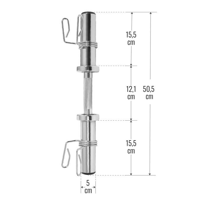 50 cm korte stang met veerbelaste gewichtsschijfstopper