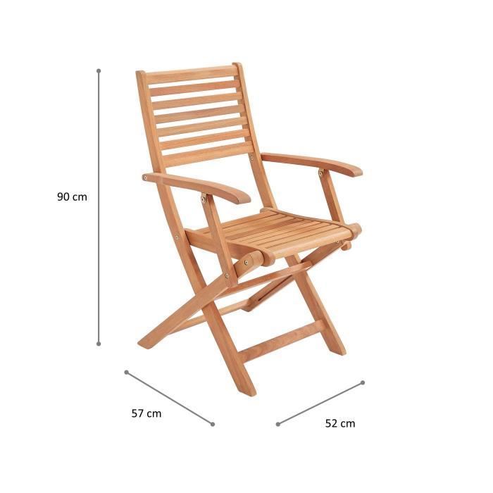 Lot de 2 fauteuils de jardin pliants - EDEN - Bois Eucalyptus FSC - 57,5 x 52,5 x H91 cm