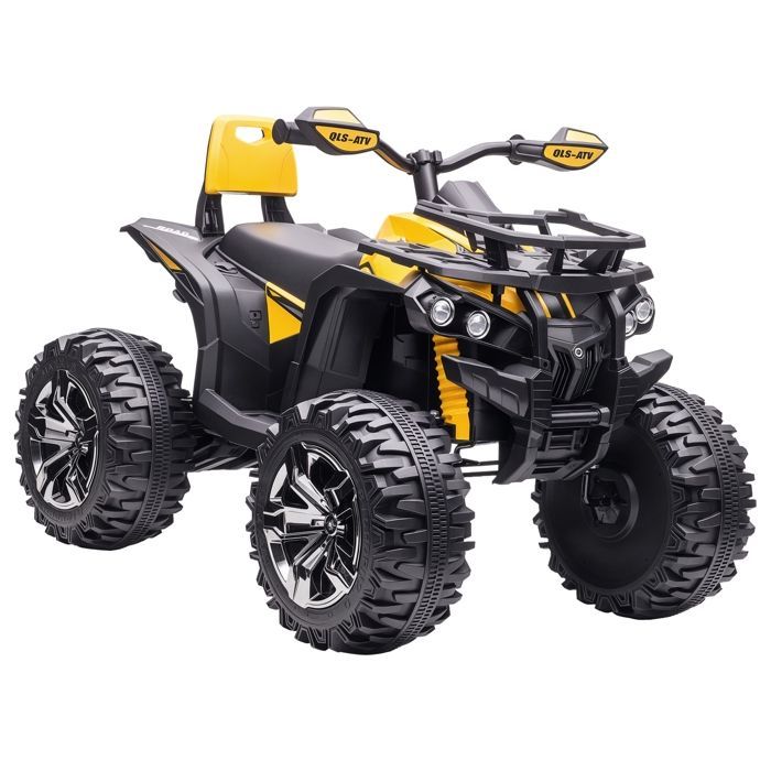 Children's Electric Quad Buggy - HOMCOM - 12V 8 km/h Max. - Light and Sound Effects - Front Luggage Rack - Metal PP - Yellow/Black