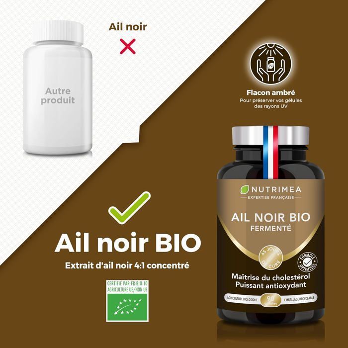 Ail noir Bio – Circulation sanguine & Cholestérol - 90 gélules- NUTRIMEA