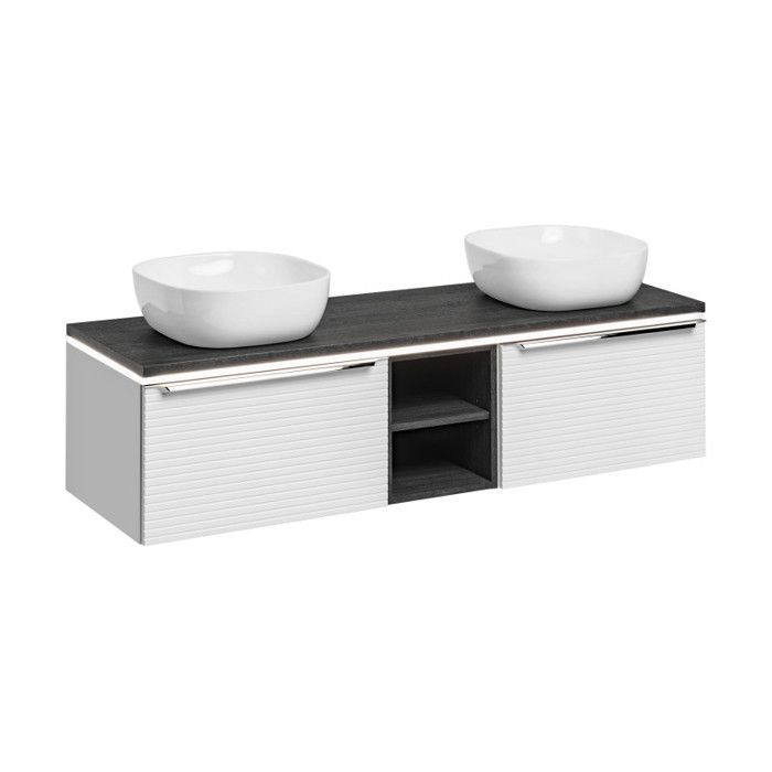 Double sink vanity unit - GENERIC - Camille White - 150 cm - Modern design - Self-assembly required