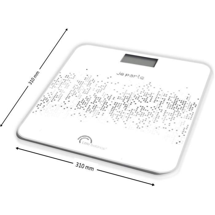 Balanza electrónica parlante LITTLE BALANCE con control por voz, 180 kg / 100 g - Negra