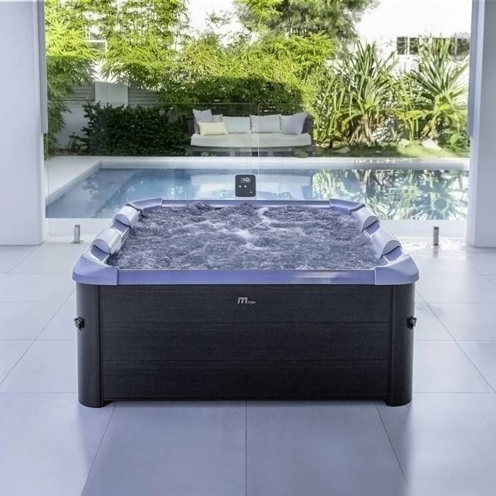 OSLO SAPPHIRE 6-person rigid square blue hot tub with hydromassage, 4 cushions + cover included