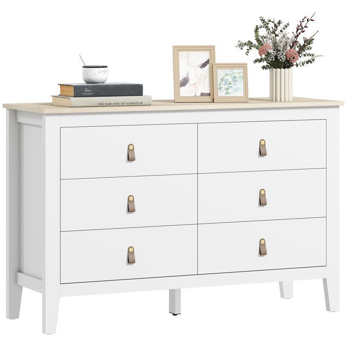 Chest of drawers - HOMCOM - 6 drawers - contemporary style - with polyurethane handles - 120 x 40 x 78 cm - white