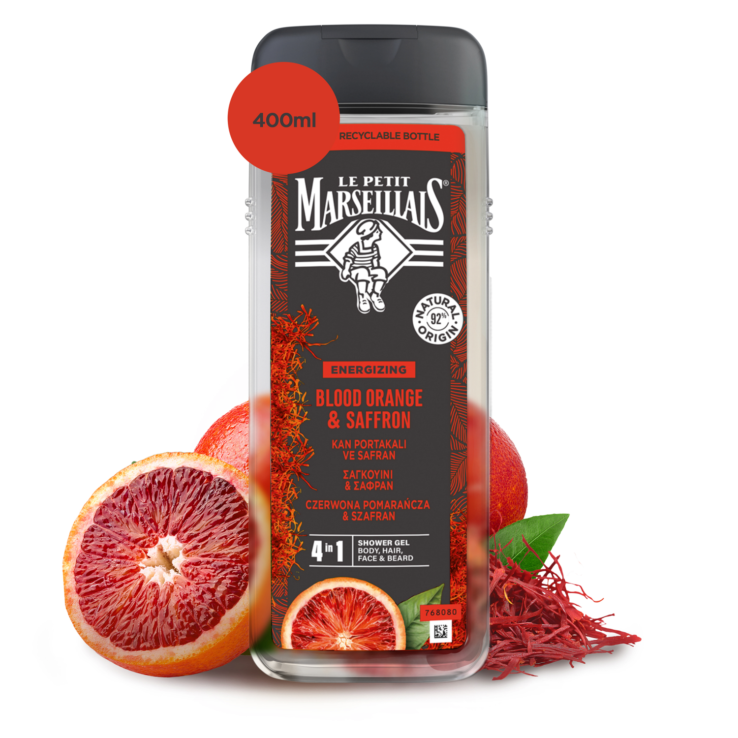 Le Petit Marseillais shower gel til mænd 400ml Blood Orange and Safran