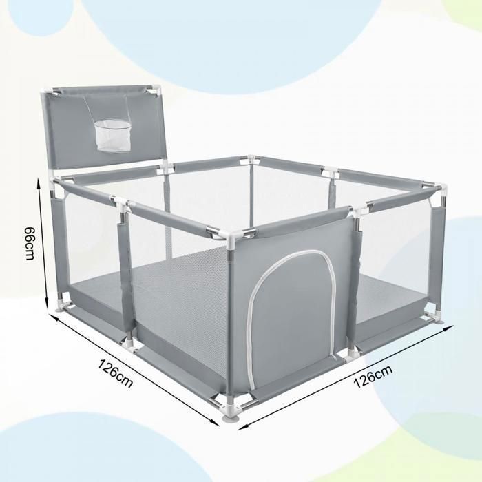 Box per bambini - XUANYU - Con ventose + porta con cerniera + palline da spiaggia - Box per bambini per interni ed esterni - Grigio scuro