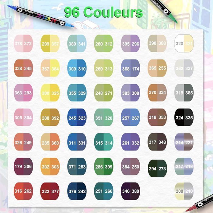 Rotuladores acrílicos de 96 colores, rotuladores de pintura acrílica, de secado rápido y resistentes a las manchas, no tóxicos e inodoros, 48 piezas.
