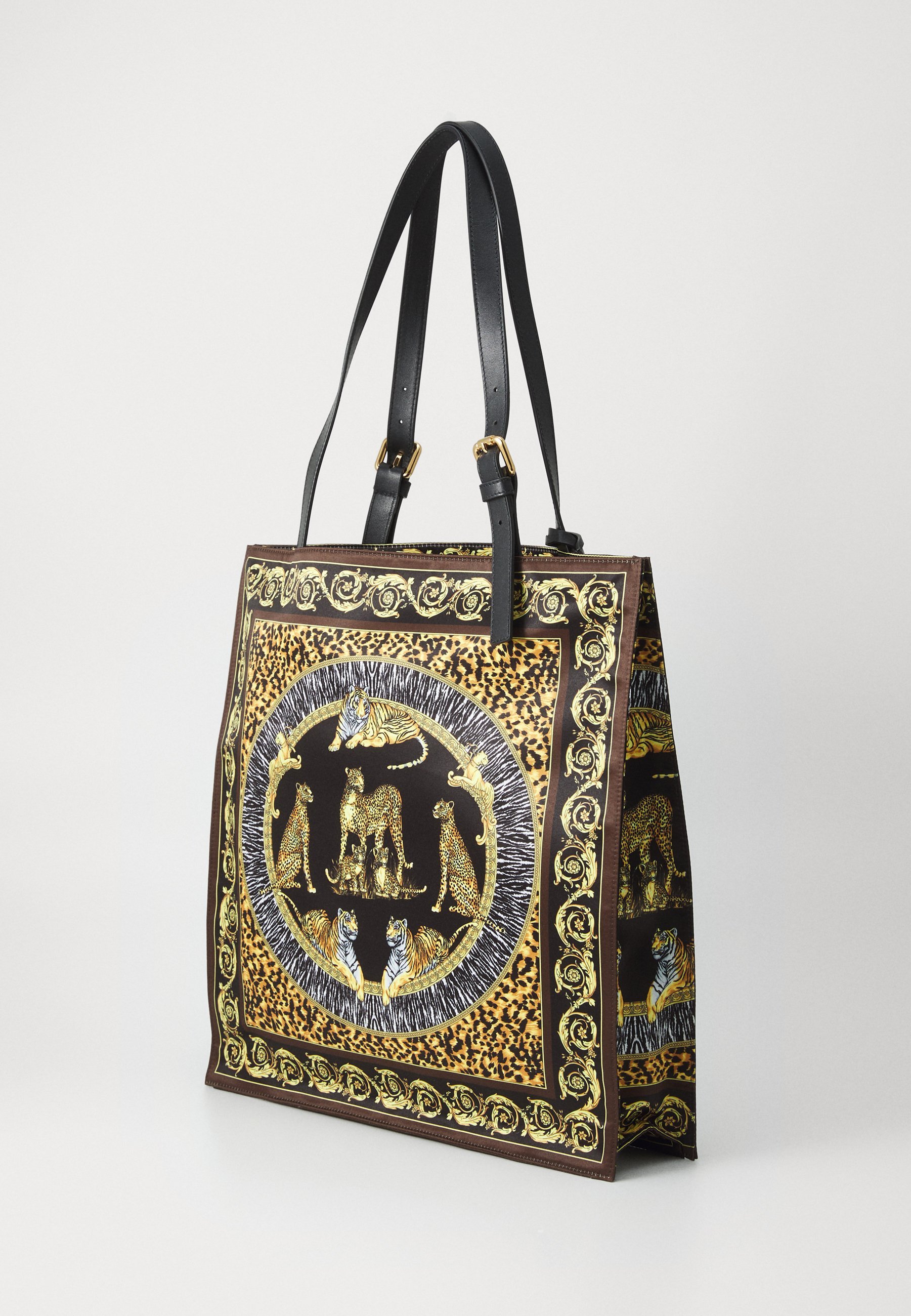 Versace TOTE PRINT FABRIC WILD CATS UNISEX - Taška přes rameno - black/black