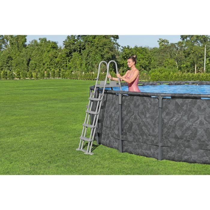 Kit piscina tubolare fuori terra BESTWAY - APX 365™ - 549 x 132 cm - Rotonda (filtro a sabbia, filtro in polisfere da 250 g, scaletta, copertura)