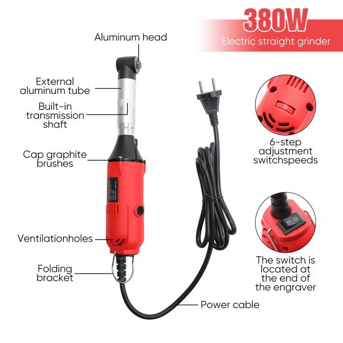 Meuleuse droite électrique 350 W, 220 V, 6 vitesses variables, disque de meulage plat, adaptée au polissage des carreaux