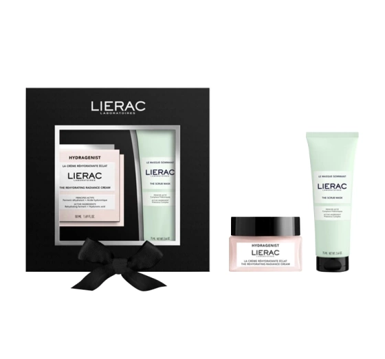 Lierac zestaw kosmetyków do pielęgnacji twarzy nawilżający krem do twarzy 50 ml   maska peelingująca 75 ml