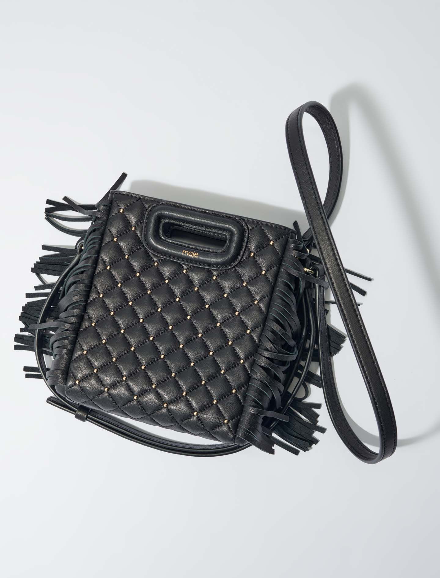 Mini gewatteerde tas M met studs - Zwart
