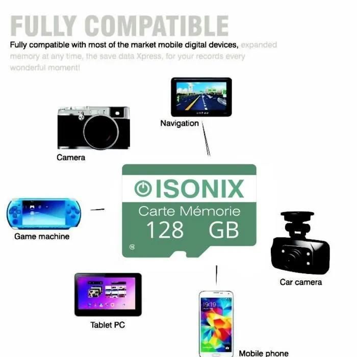 Tarjeta Micro-SD ZISONIX - 128 GB - Clase 10 - Compatible con smartphones - Adaptador incluido