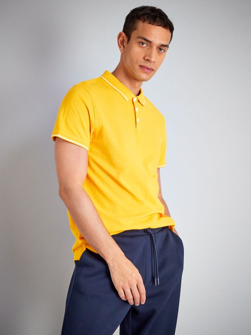 Camisa polo de algodão piqué - AMARELA