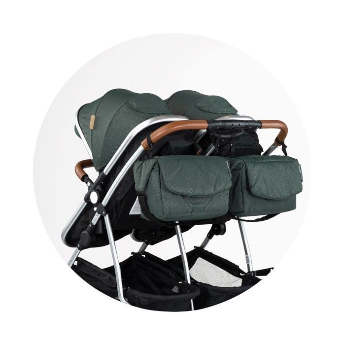 DUO SMART Stroller for twins or closely spaced children, 79 cm wide, Green, without car seat