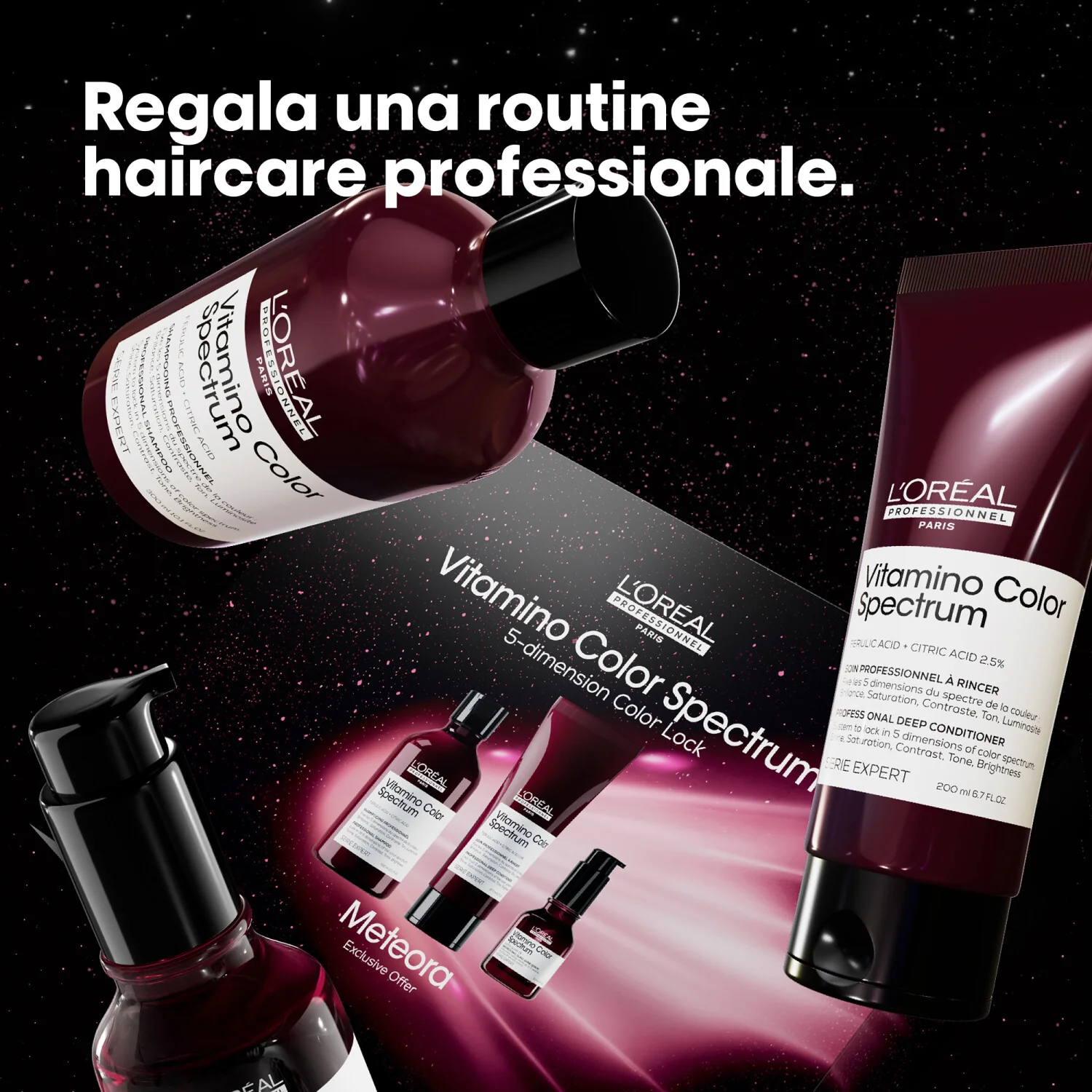 SERIE EXPERT New Cofanetto Natale Vitamino Color Spectrum Shampoo + Conditioner + Glass Shine Serum - Cofanetti per Capelli, Shampoo Protezione Colore, Balsamo Protezione Colore Capelli, Siero Capelli Styling & Finish