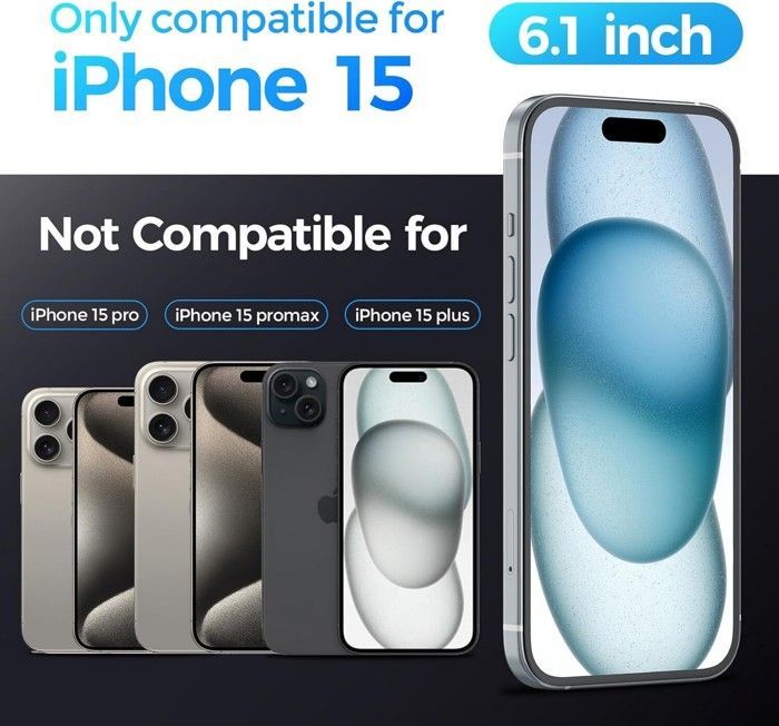 Coque pour iphone 15 et 2 vitres anti espion 2x verre caméra compatible magsafe noir hd