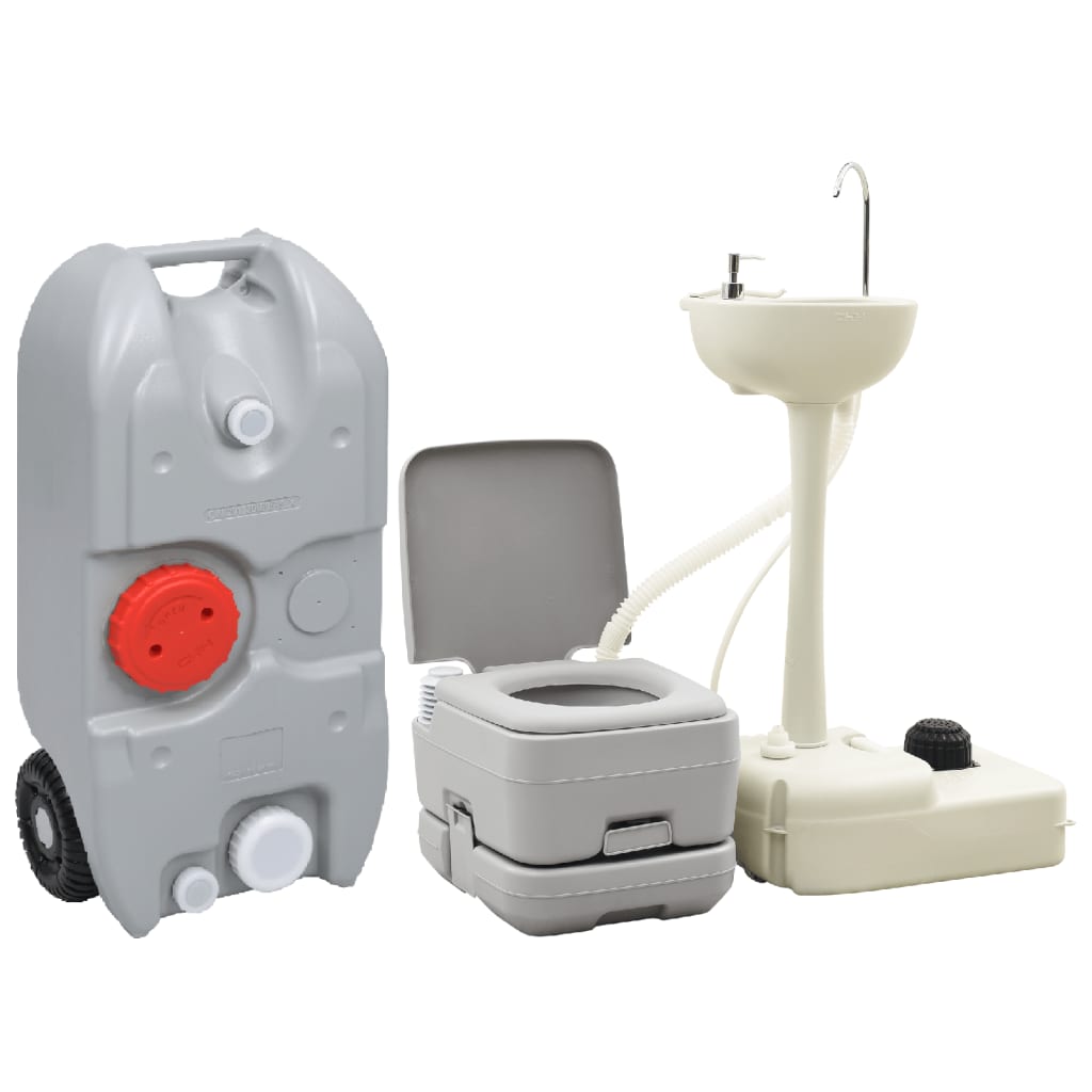 Juego Inodoro Con Lavabo Y Depósito Agua Portátil Para Camping Vidaxl 41,5 X 36,5 X 30 Cm