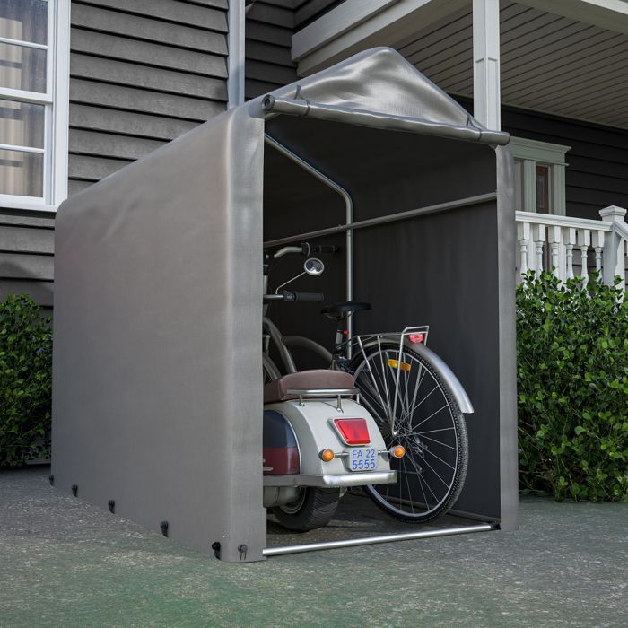 Tuinhuisje/opbergtent met gegalvaniseerd metalen frame en grote deur, fietsenstalling voor buiten, 187x100x160 cm, donkergrijs