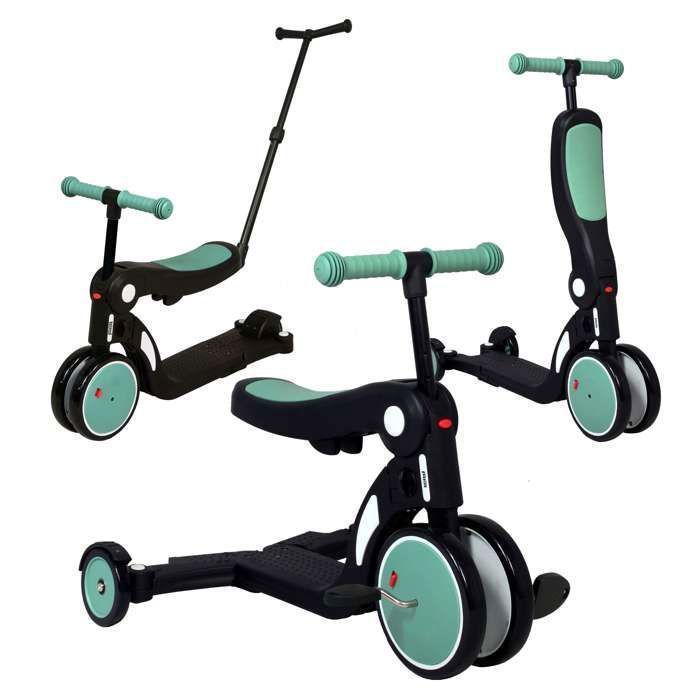 Looping SCOOTIZZ 5-in-1 Convertible Loopfiets, Driewieler, Scooter | Amandelgroen