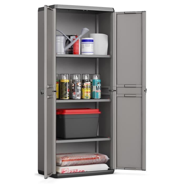 Storage cabinet - KETER - Più - 3 adjustable shelves - Grey / Black