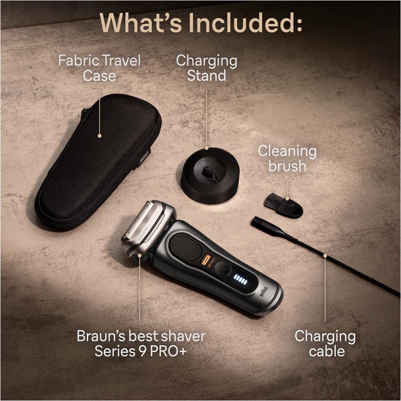 Braun Series 9 9325s Graphite ar uzlādes statīvu, golarka foliowa