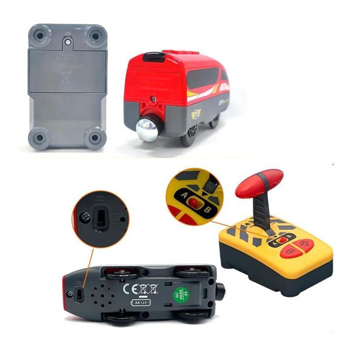 OBEST Trem Elétrico de Brinquedo com Controle Remoto, Trem Motorizado Magnético RC, Compatível com Trilhos de Madeira, Presente Ideal para Crianças