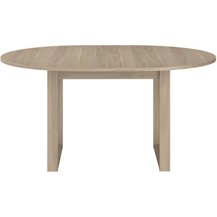 Mesa de comedor extensible - BETTY - Redonda - Acabado en roble - Capacidad para 4/6 personas - 120/155 x 120 x 75 cm - PARISOT