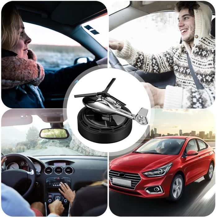 Difusor ambientador solar para coche con forma de avión - Difusor de aroma solar con forma de helicóptero, accesorios de decoración para coche - Negro