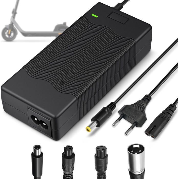 Cargador para hoverboard de 42 V y 2 A con 5 conectores, cargador universal de 36 V para patinete eléctrico Xiaomi M365 Ninebot y hoverboard.